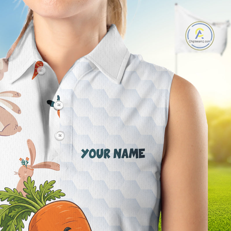 Rabbit Carrot Golf Polo Shirt Funny Golfer Bunny Custom Team Name Jersey NHT892