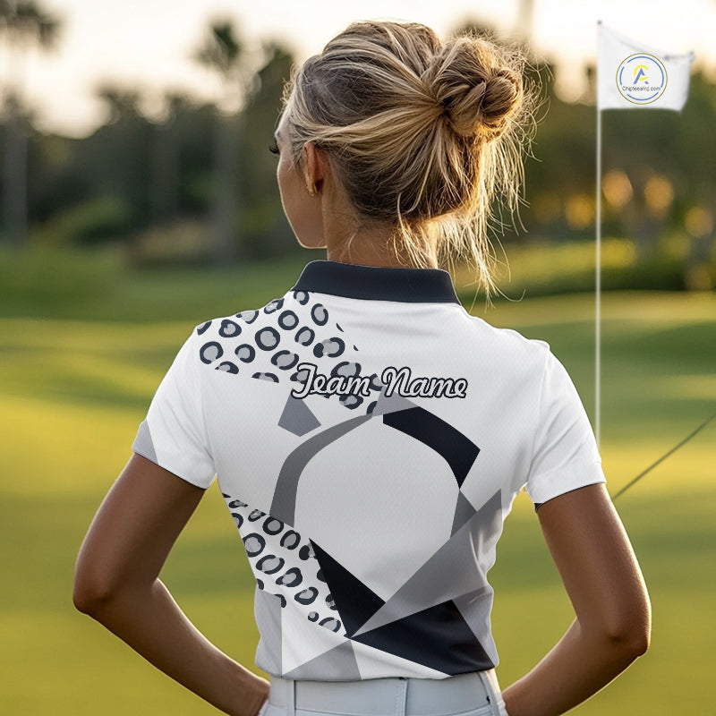 Geometric Leopard Fusion Performance Womens Golf Polo Shirt, Golf Gift For Team NHT722