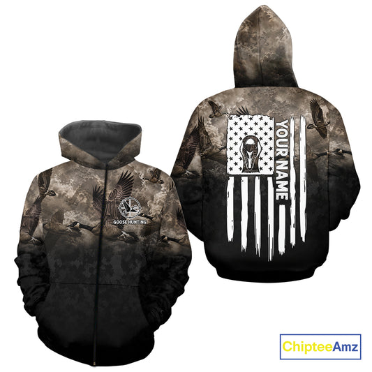 Personalized Goose Hunting Custom Name American Flag Waterfowl Hunter Gift NHT1361