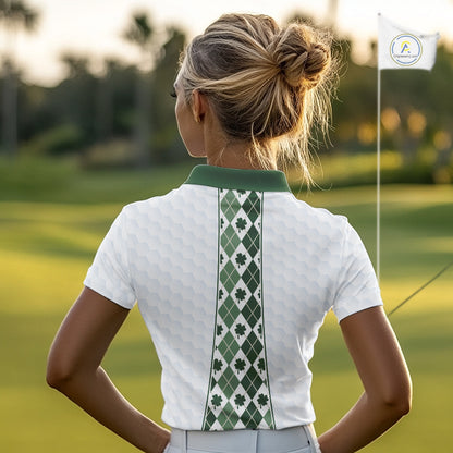 White & Green Irish Argyle Womens Golf Polo Shirt St Patrick Day For Family Team Shirt NHT724