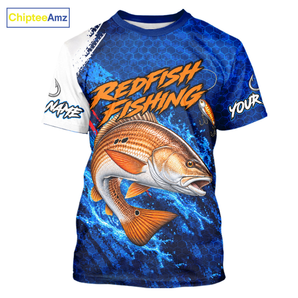 Redfish Fishing Blue Camo Performance Fishing T-Shirt Custom Redfish Fishing Jerseys NBT1046