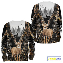 Load image into Gallery viewer, Whitetail Deer Hunting Custom Name Camo Shirt, Deer Hunting Apparel, Hunting Hoodie For Men NHT357