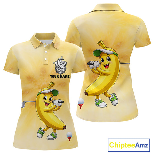 Funny Banana Womens Golf Polo Shirts Custom Name, Golf Shirt For Womens, Golf Gift NHT745