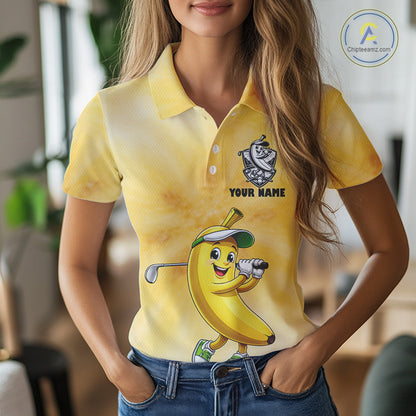 Funny Banana Womens Golf Polo Shirts Custom Name, Golf Shirt For Womens, Golf Gift NHT745