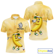 Load image into Gallery viewer, Funny Banana Mens Golf Polo Shirts Custom Name, Golf Shirt For Men, Golf Gift NHT745