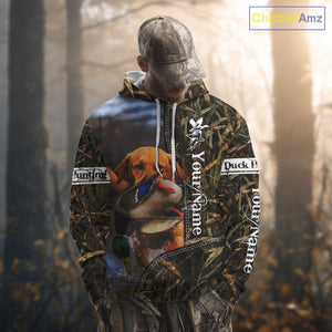 Duck Hunting Waterfowl Camouflage Shirt Yellow Labrador Retriever, Custom Name Hunting Gift NHT126