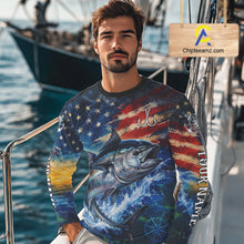 Load image into Gallery viewer, Tuna Fishing Shirt American Flag 3D All Over Print Long Sleeve Performance Apparel For Men NHT1089