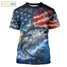 Load image into Gallery viewer, Tuna Short Sleeve T-Shirt American Flag 3D All Over Print Long Sleeve Performance Apparel For Men 