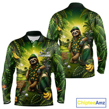Load image into Gallery viewer, Custom Green Funny Sloth Tropical Mens Golf Polo Shirts, Golf Team Jersey For Men NHT927