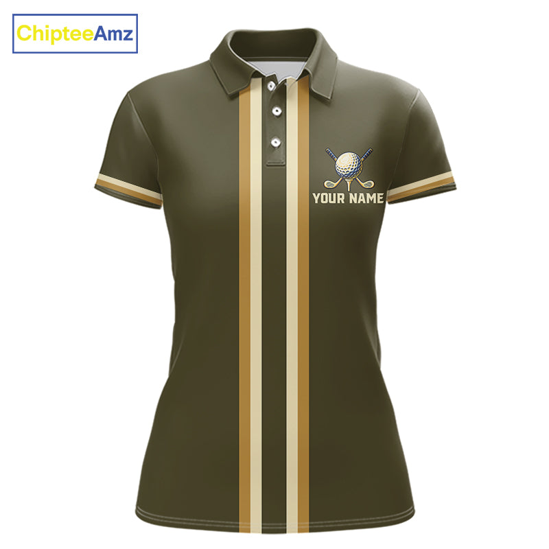Personalized Women Golf Polo Shirt Retro Design Custom Name Team Golf Shirt, Golfing Gift|Green NHT1554