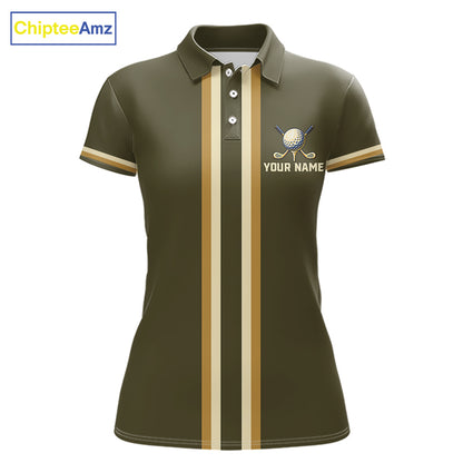 Personalized Women Golf Polo Shirt Retro Design Custom Name Team Golf Shirt, Golfing Gift|Green NHT1554