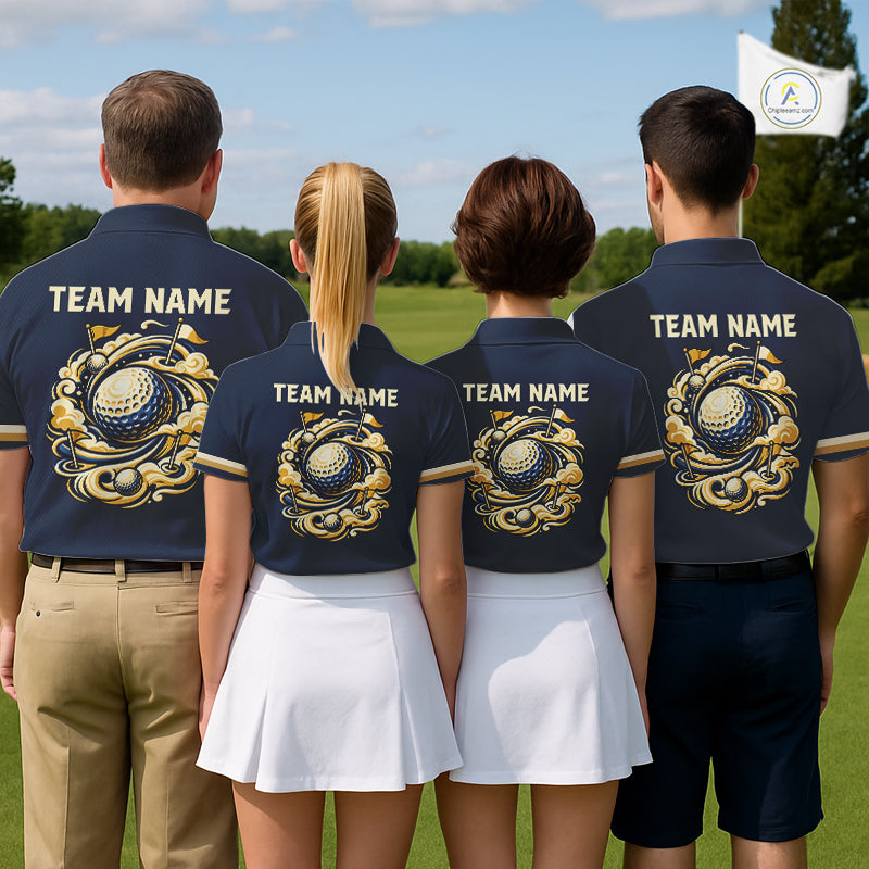 Personalized Women Golf Polo Shirt Retro Design Custom Name Team Golf Shirt, Golfing Gift| Navi NHT1553