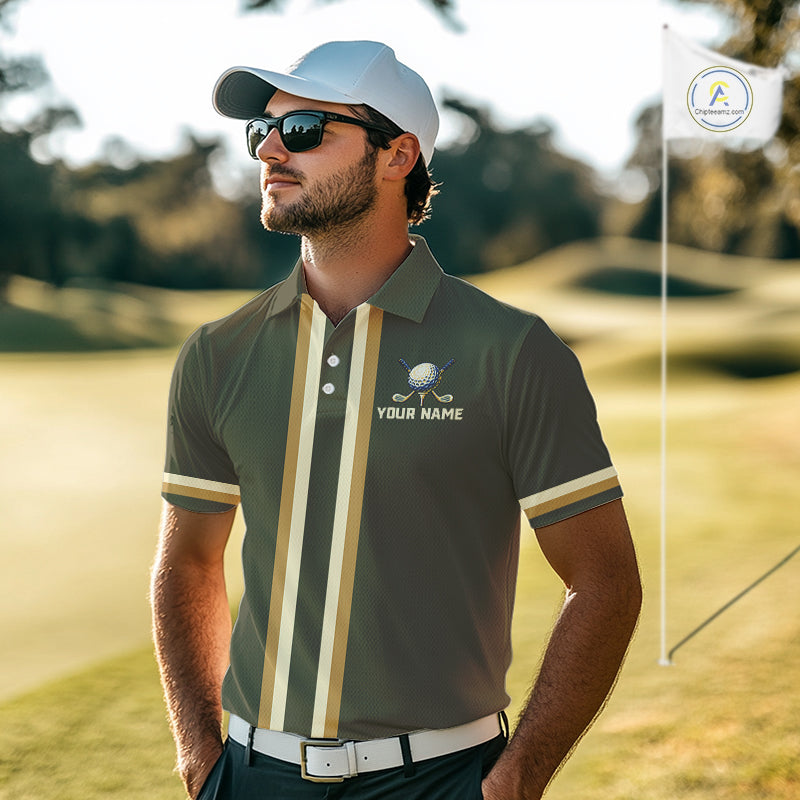Personalized Men Golf Polo Shirt Retro Design Custom Name Team Golf Shirt, Golfing Gift|Green NHT1554