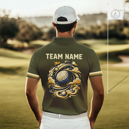 Personalized Men Golf Polo Shirt Retro Design Custom Name Team Golf Shirt, Golfing Gift|Green NHT1554