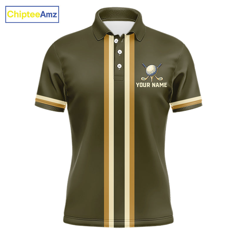 Personalized Men Golf Polo Shirt Retro Design Custom Name Team Golf Shirt, Golfing Gift|Green NHT1554