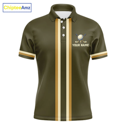 Personalized Men Golf Polo Shirt Retro Design Custom Name Team Golf Shirt, Golfing Gift|Green NHT1554