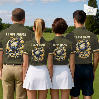 Personalized Women Golf Polo Shirt Retro Design Custom Name Team Golf Shirt, Golfing Gift|Green NHT1554