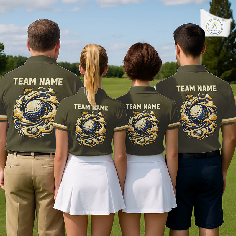 Personalized Men Golf Polo Shirt Retro Design Custom Name Team Golf Shirt, Golfing Gift|Green NHT1554