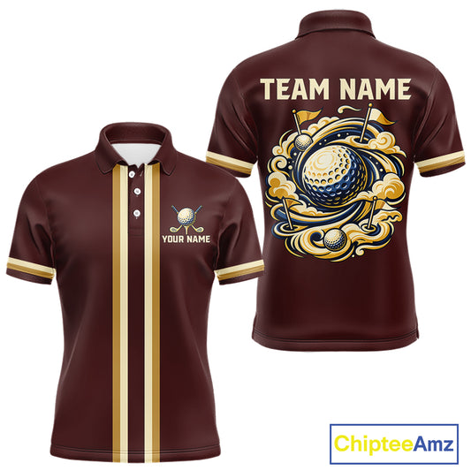 Personalized Men Golf Polo Shirt Retro Design Custom Name Team Golf Shirt, Golfing Gift| Red NHT1555