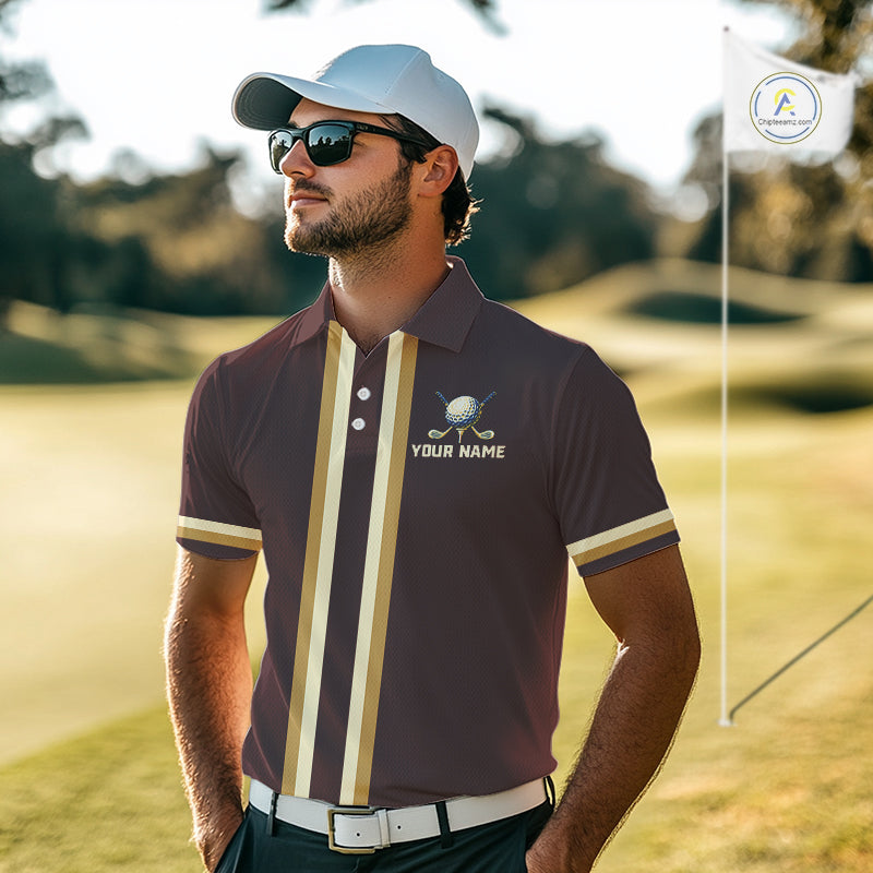Personalized Men Golf Polo Shirt Retro Design Custom Name Team Golf Shirt, Golfing Gift| Red NHT1555