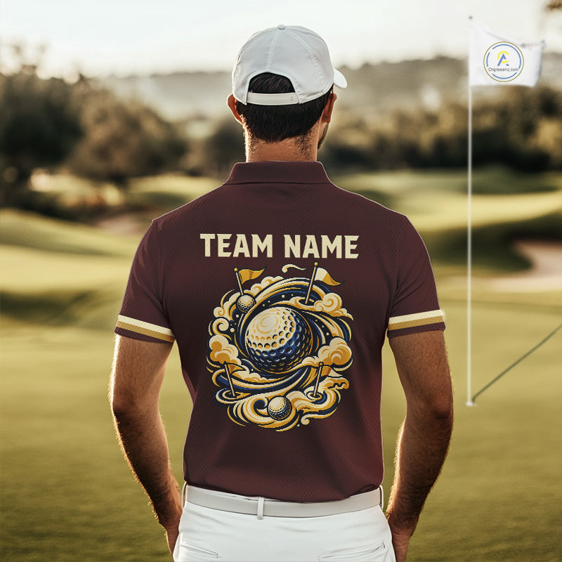 Personalized Men Golf Polo Shirt Retro Design Custom Name Team Golf Shirt, Golfing Gift| Red NHT1555
