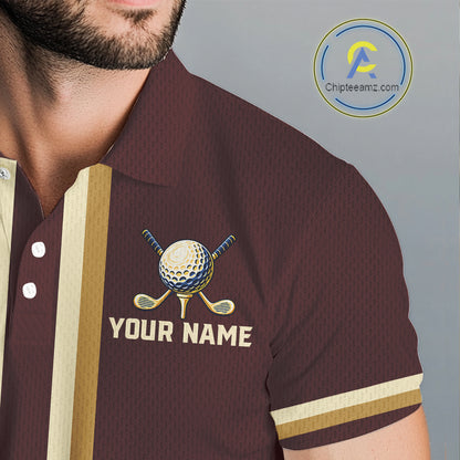 Personalized Men Golf Polo Shirt Retro Design Custom Name Team Golf Shirt, Golfing Gift| Red NHT1555