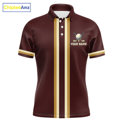 Personalized Men Golf Polo Shirt Retro Design Custom Name Team Golf Shirt, Golfing Gift| Red NHT1555
