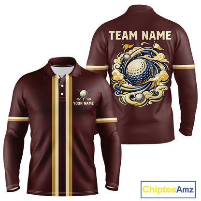 Personalized Men Golf Polo Shirt Retro Design Custom Name Team Golf Shirt, Golfing Gift| Red NHT1555