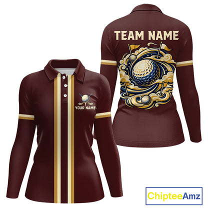 Personalized Women Golf Polo Shirt Retro Design Custom Name Team Golf Shirt, Golfing Gift| Blue NHT1555