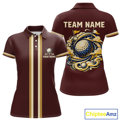 Personalized Women Golf Polo Shirt Retro Design Custom Name Team Golf Shirt, Golfing Gift| Blue NHT1555