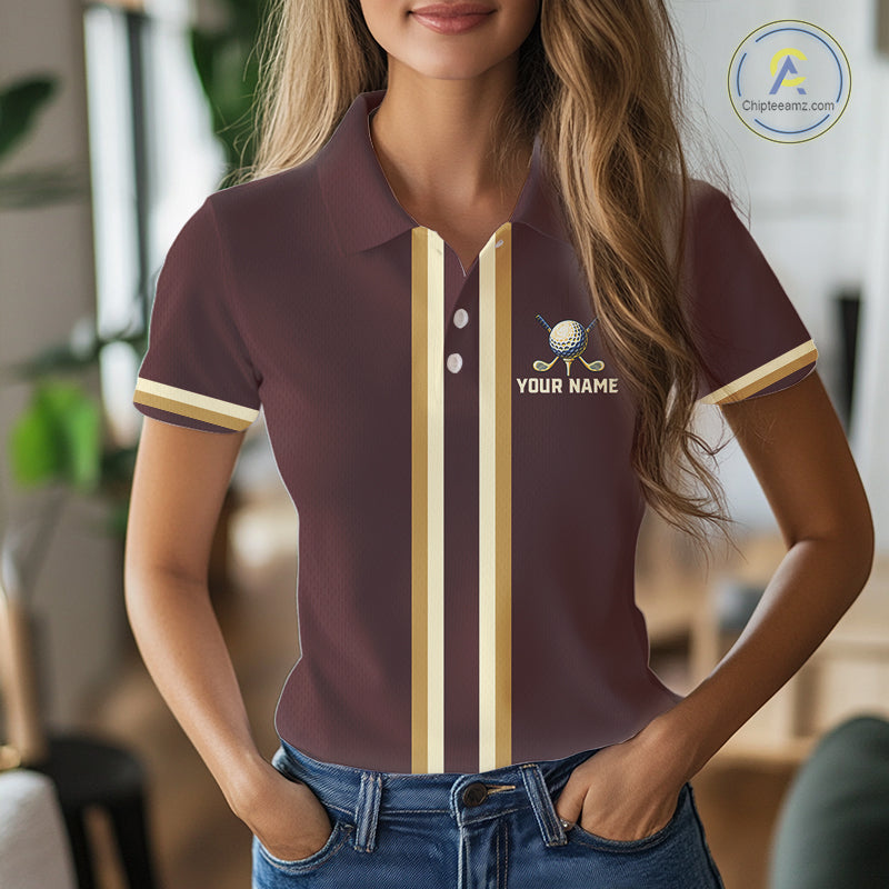 Personalized Women Golf Polo Shirt Retro Design Custom Name Team Golf Shirt, Golfing Gift| Blue NHT1555