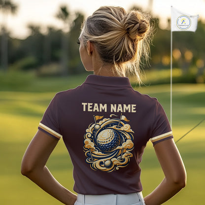 Personalized Women Golf Polo Shirt Retro Design Custom Name Team Golf Shirt, Golfing Gift| Blue NHT1555