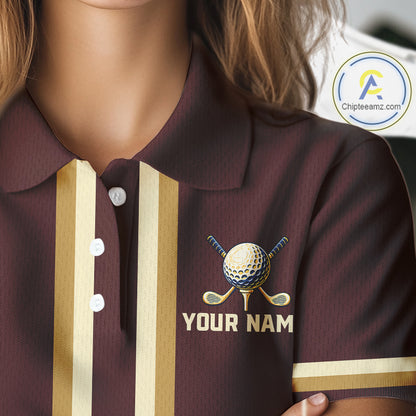 Personalized Women Golf Polo Shirt Retro Design Custom Name Team Golf Shirt, Golfing Gift| Blue NHT1555