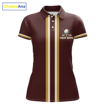 Personalized Women Golf Polo Shirt Retro Design Custom Name Team Golf Shirt, Golfing Gift| Blue NHT1555