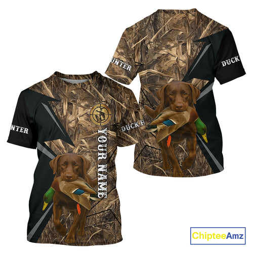 Duck Hunting Camo Winter with Black Lab 3D All Over Printed Shirt, Perfect Gift for Waterfowl Hunters NHT250