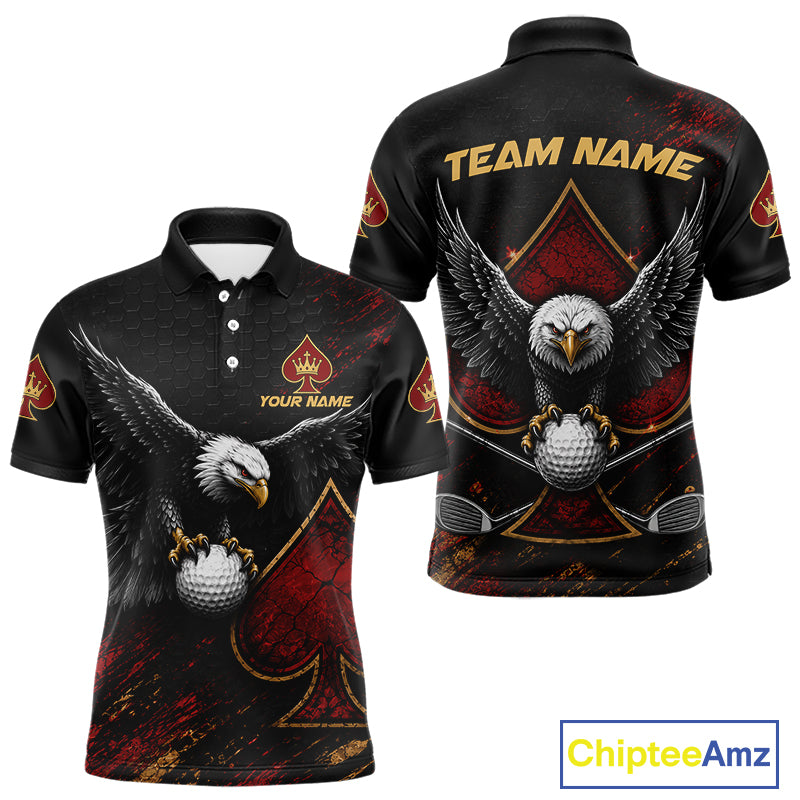 Eagle Golf Polo Shirt Personalized Mens Golf Shirt Custom Name Team Golf Outfit Spade Design NHT1400