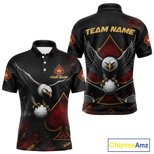Eagle Golf Polo Shirt Personalized Mens Golf Shirt Custom Name Team Golf Outfit Spade Design NHT1400