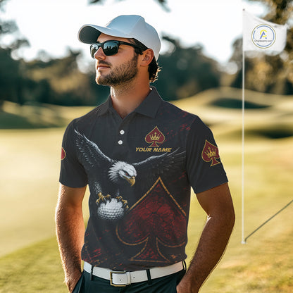 Eagle Golf Polo Shirt Personalized Mens Golf Shirt Custom Name Team Golf Outfit Spade Design NHT1400