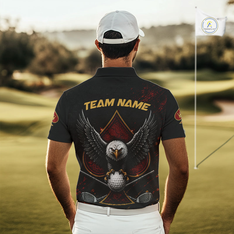 Eagle Golf Polo Shirt Personalized Mens Golf Shirt Custom Name Team Golf Outfit Spade Design NHT1400