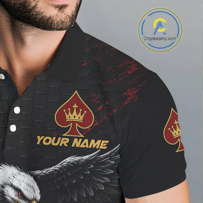 Eagle Golf Polo Shirt Personalized Mens Golf Shirt Custom Name Team Golf Outfit Spade Design NHT1400