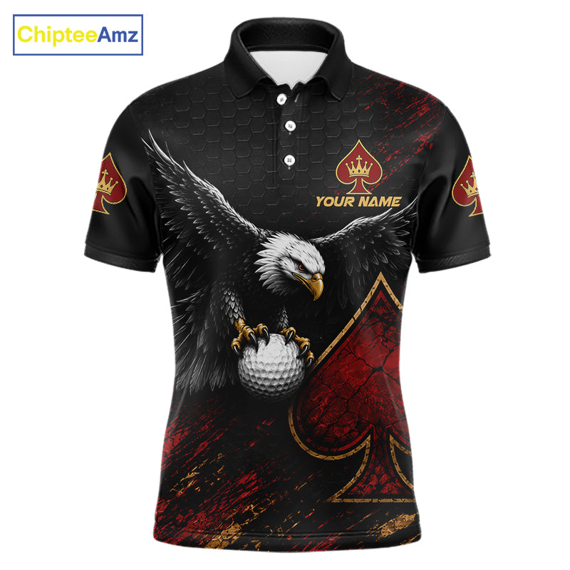 Eagle Golf Polo Shirt Personalized Mens Golf Shirt Custom Name Team Golf Outfit Spade Design NHT1400