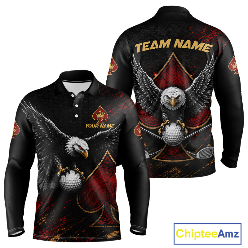 Eagle Golf Polo Shirt Personalized Mens Golf Shirt Custom Name Team Golf Outfit Spade Design NHT1400