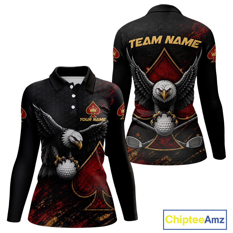 Eagle Golf Polo Shirt Personalized Womens Golf Shirt Custom Name Team Golf Outfit Spade Design NHT1400