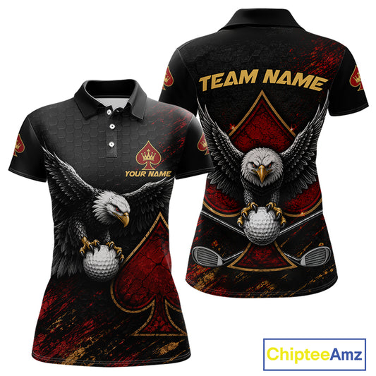 Eagle Golf Polo Shirt Personalized Womens Golf Shirt Custom Name Team Golf Outfit Spade Design NHT1400