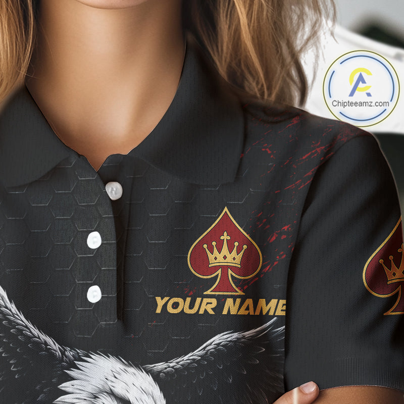 Eagle Golf Polo Shirt Personalized Womens Golf Shirt Custom Name Team Golf Outfit Spade Design NHT1400