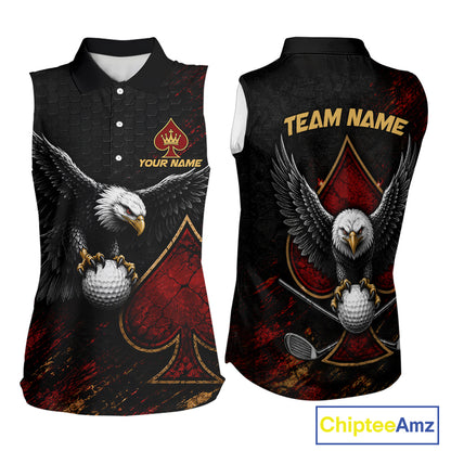 Eagle Golf Polo Shirt Personalized Womens Sleeves Golf Shirt Custom Name Team Golf Outfit Spade Design NHT1400