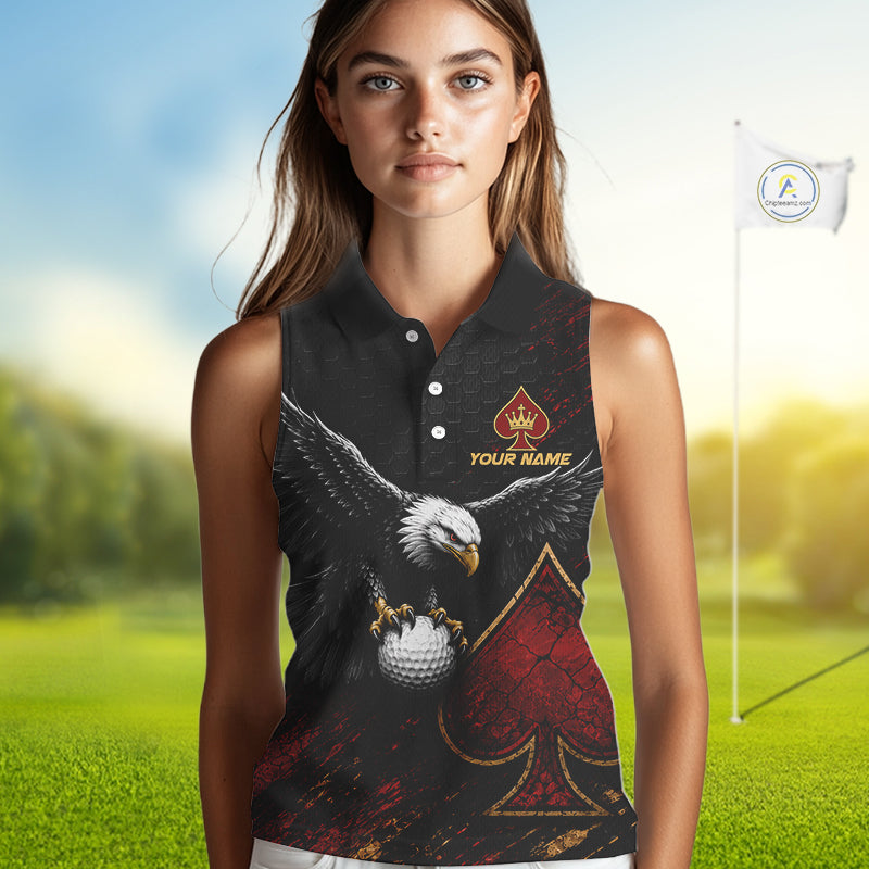 Eagle Golf Polo Shirt Personalized Womens Sleeves Golf Shirt Custom Name Team Golf Outfit Spade Design NHT1400