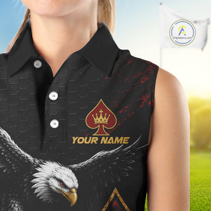 Eagle Golf Polo Shirt Personalized Womens Sleeves Golf Shirt Custom Name Team Golf Outfit Spade Design NHT1400