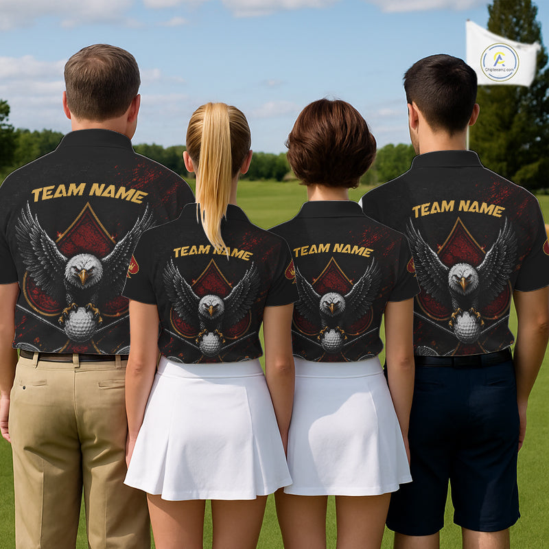 Eagle Golf Polo Shirt Personalized Mens Golf Shirt Custom Name Team Golf Outfit Spade Design NHT1400