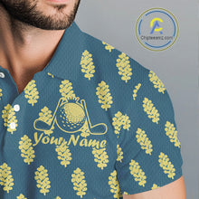 Load image into Gallery viewer, Teal Golf Polo Shirt With Flower Pattern – Lightweight Performance Polo For Men NHT782